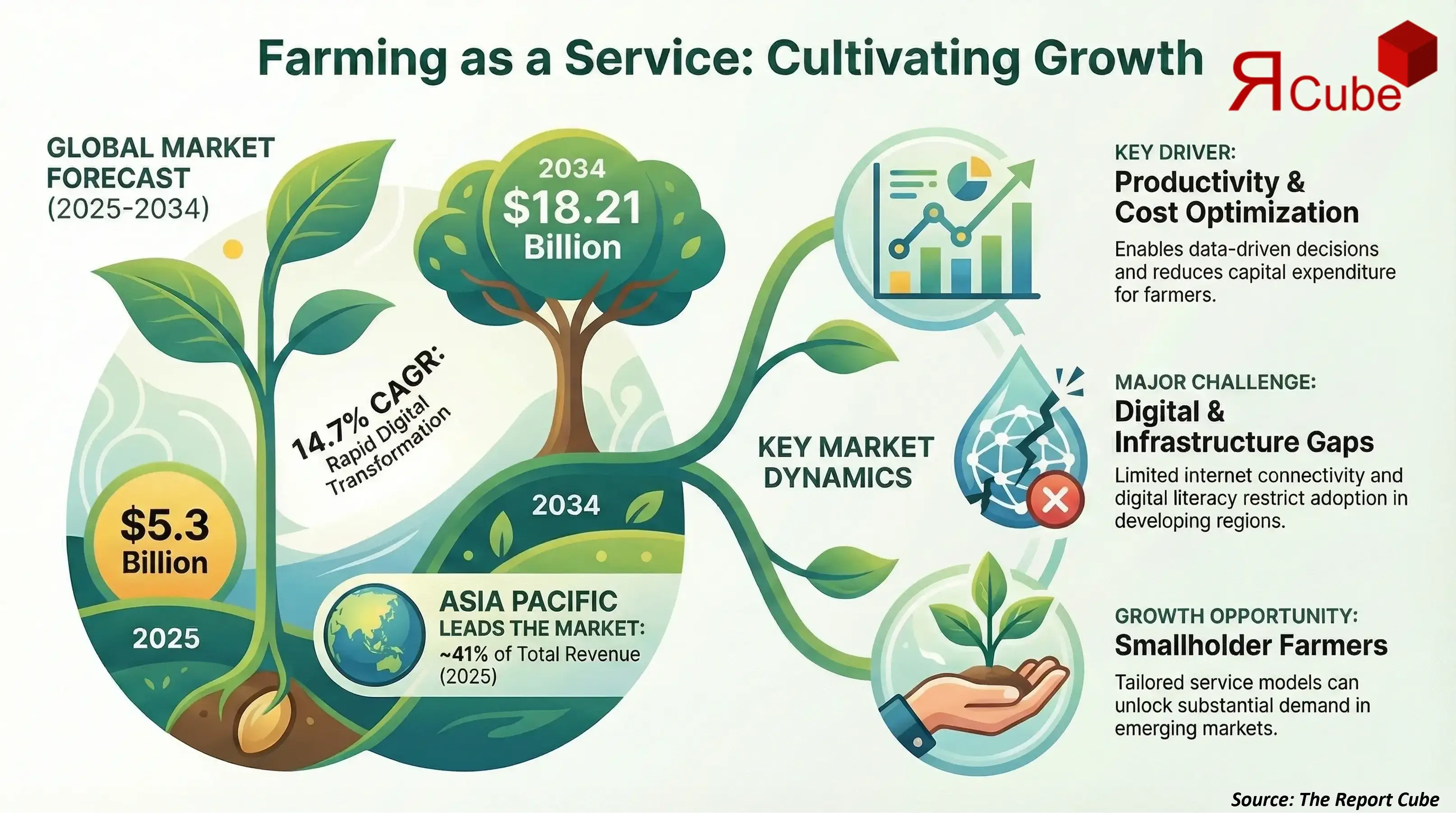 Global Farming as a Service Market 2026-2034 infographic explaining market structure and opportunities